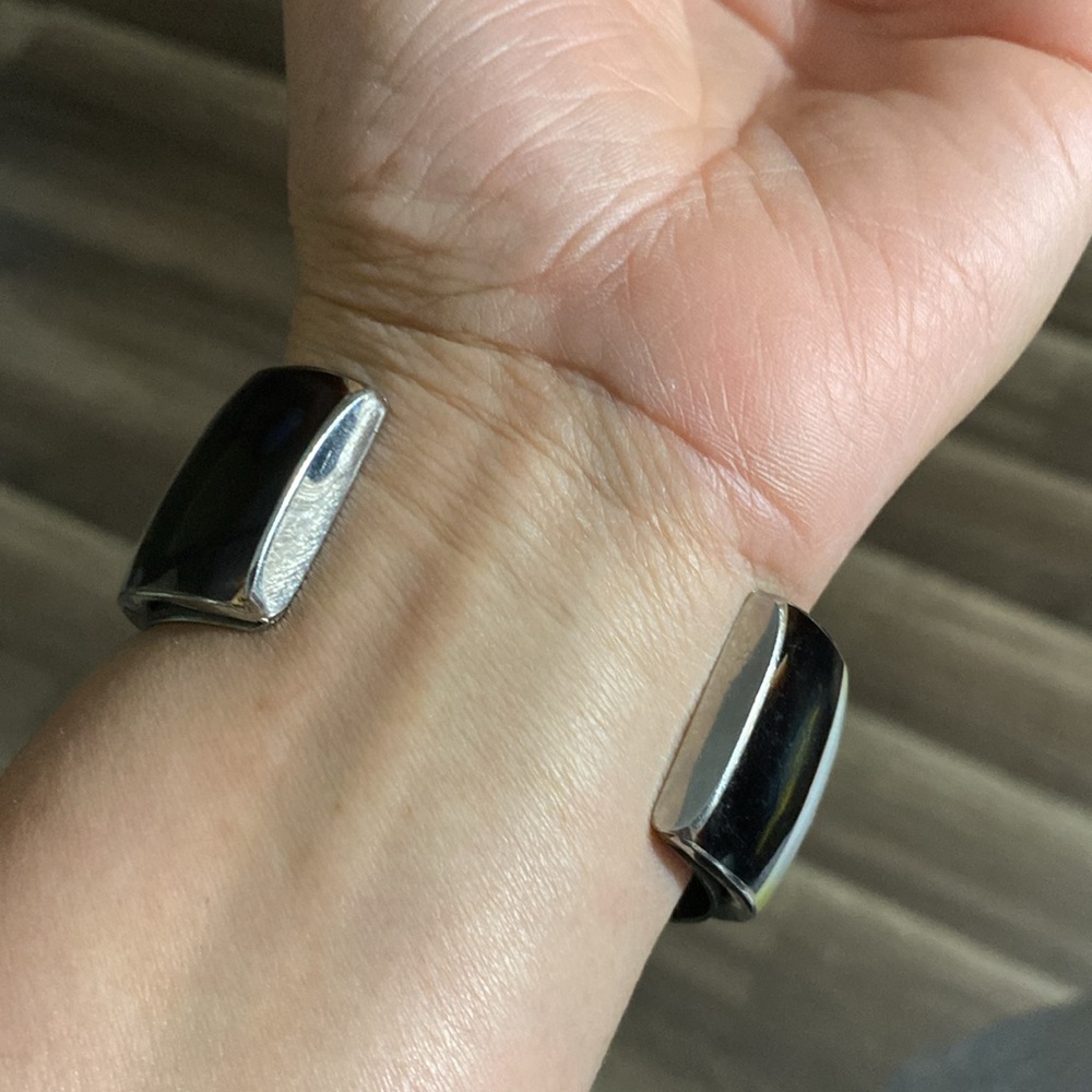 Retro Southwestern Mod Chrome Shell Inlay Cuff... - image 6